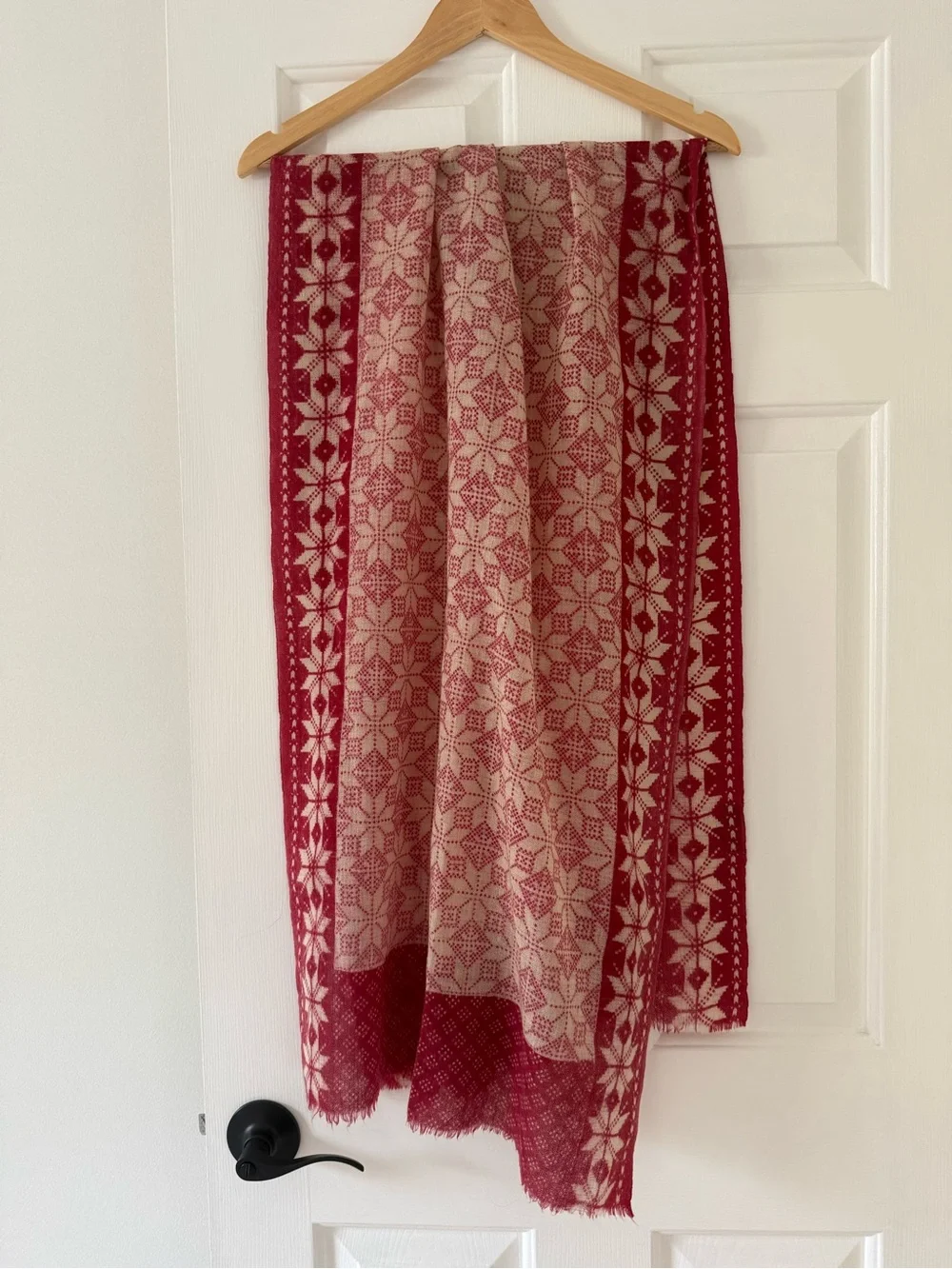 Epice copenhague Paris wool stole scarf wrap crimson and cream AS IS